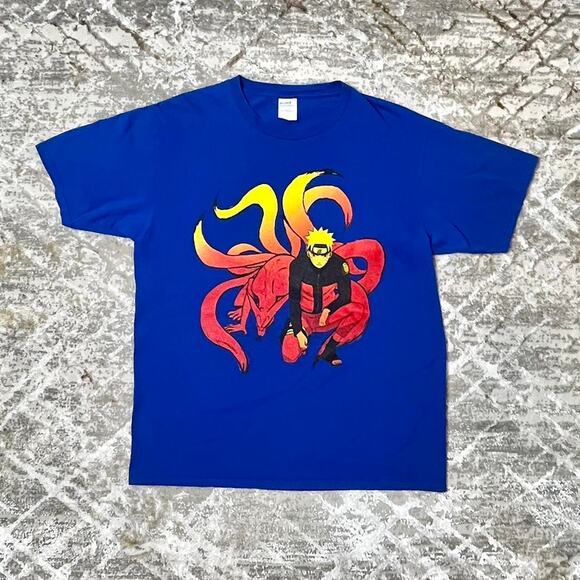 Naruto x Kurama Graphic Tee | Anime Streetwear | Size L | Blue - Picture 1 of 6